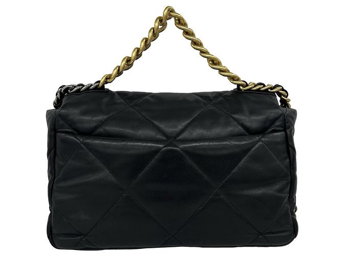 Chanel 19 Coco Mark Schultertasche mit Kette aus Lammleder Schwarz - Ansicht 3