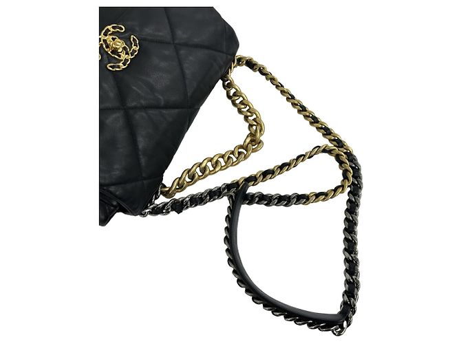 Chanel 19 Coco Mark Schultertasche mit Kette aus Lammleder Schwarz - Ansicht 4