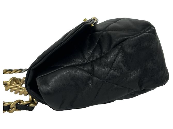 Chanel 19 Coco Mark Schultertasche mit Kette aus Lammleder Schwarz - Ansicht 5