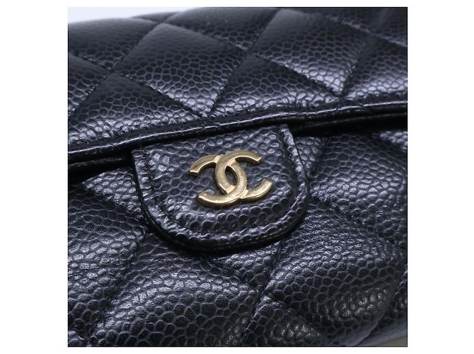 Portafoglio Tri-Fold Chanel in vitello granulato nero - vista 10