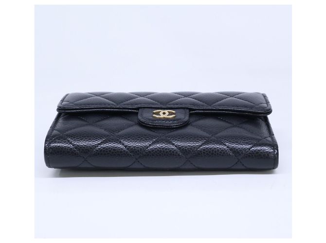Portafoglio Tri-Fold Chanel in vitello granulato nero - vista 5