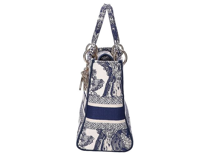 Borsa Christian Dior LADY D-LITE Medium Toile de Jouy Embroidery Blu - vista 2