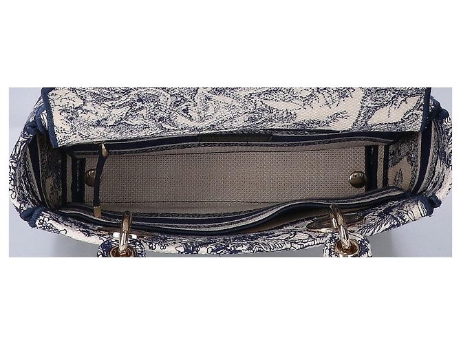 Borsa Christian Dior LADY D-LITE Medium Toile de Jouy Embroidery Blu - vista 6