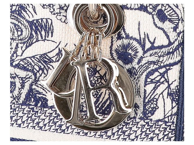 Borsa Christian Dior LADY D-LITE Medium Toile de Jouy Embroidery Blu - vista 8