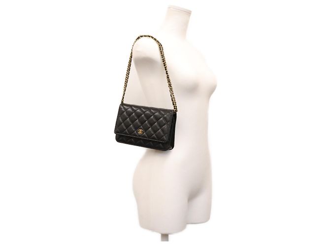 Borsa a tracolla portafoglio Chanel Classic Caviar nera senza logo Nero - vista 13