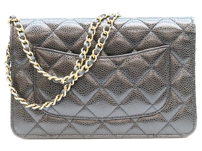 Borsa a tracolla portafoglio Chanel Classic Caviar nera senza logo Nero - vista 3