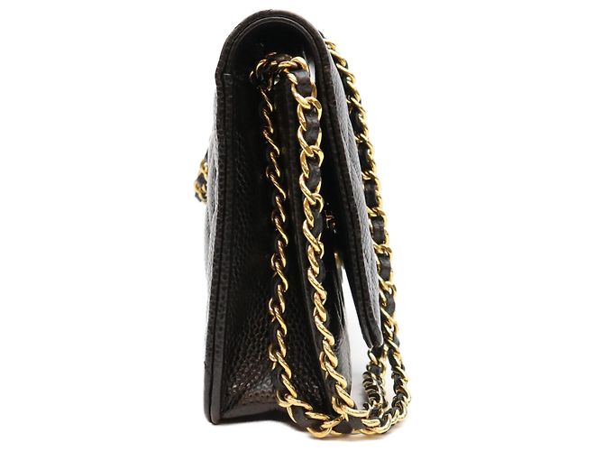 Borsa a tracolla portafoglio Chanel Classic Caviar nera senza logo Nero - vista 4
