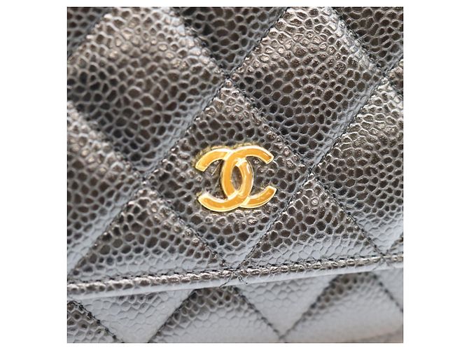 Borsa a tracolla portafoglio Chanel Classic Caviar nera senza logo Nero - vista 6
