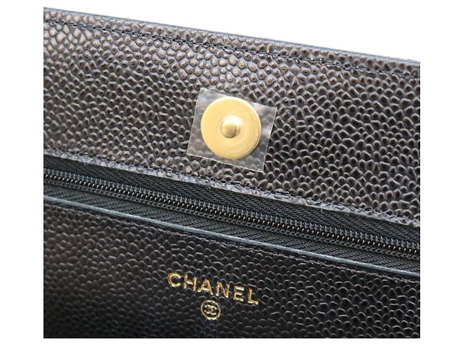 Borsa a tracolla portafoglio Chanel Classic Caviar nera senza logo Nero - vista 9