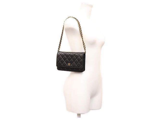 Borsa a tracolla portafoglio Chanel Classic Caviar nera senza logo Nero - vista 12
