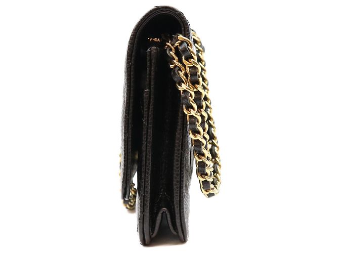 Borsa a tracolla portafoglio Chanel Classic Caviar nera senza logo Nero - vista 2