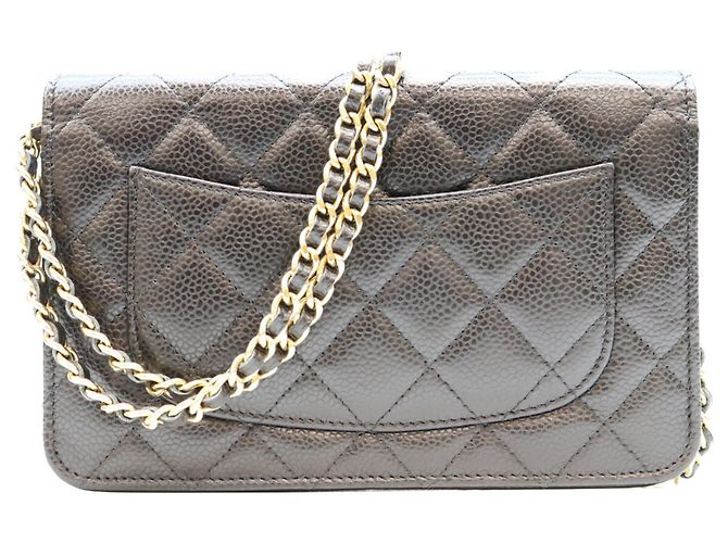 Borsa a tracolla portafoglio Chanel Classic Caviar nera senza logo Nero - vista 3