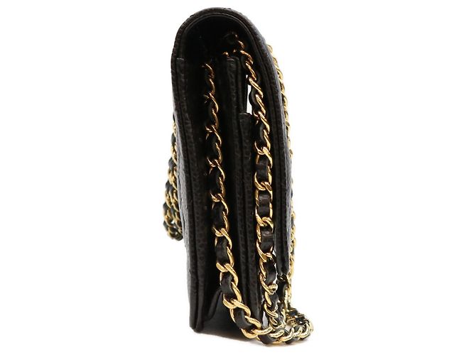 Borsa a tracolla portafoglio Chanel Classic Caviar nera senza logo Nero - vista 4