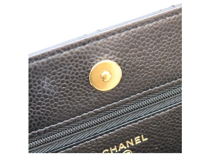 Borsa a tracolla portafoglio Chanel Classic Caviar nera senza logo Nero - vista 8
