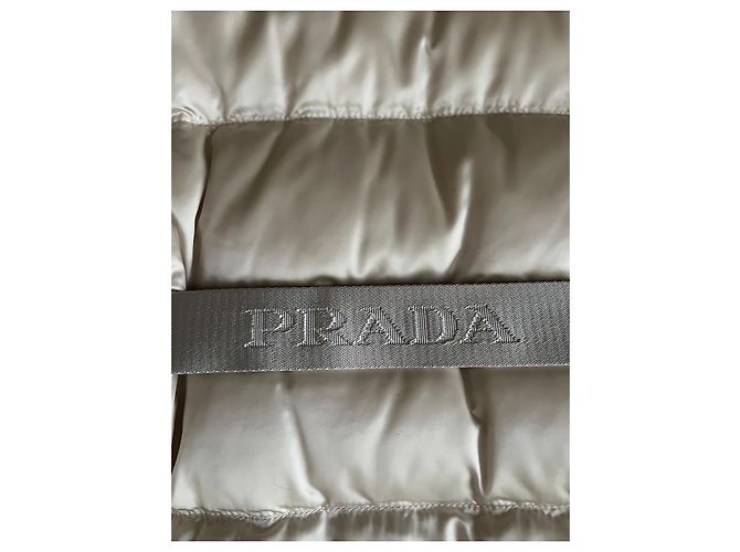 Prada White Down Jacket with Fur Collar and Belt - view 7