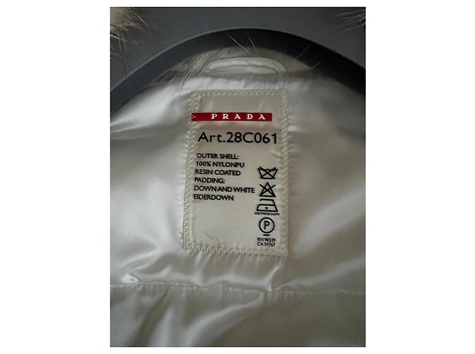 Prada White Down Jacket with Fur Collar and Belt - view 9