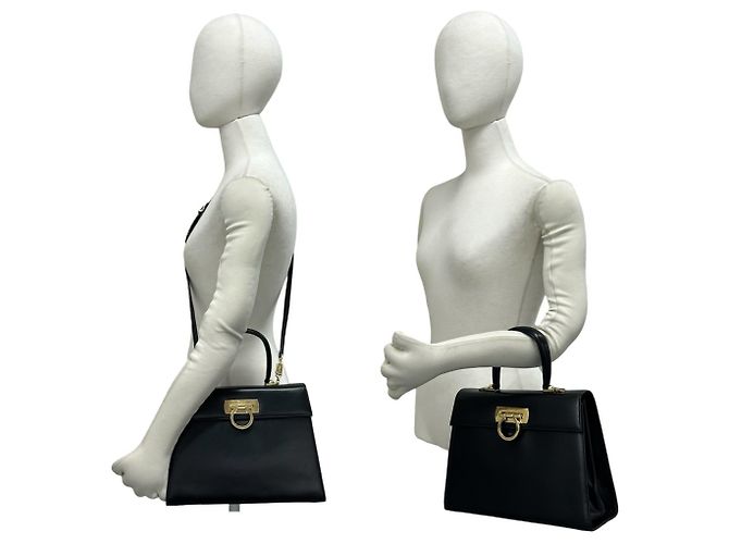 Salvatore Ferragamo Lederhandtasche mit Gancini-Hardware Schwarz - Ansicht 2