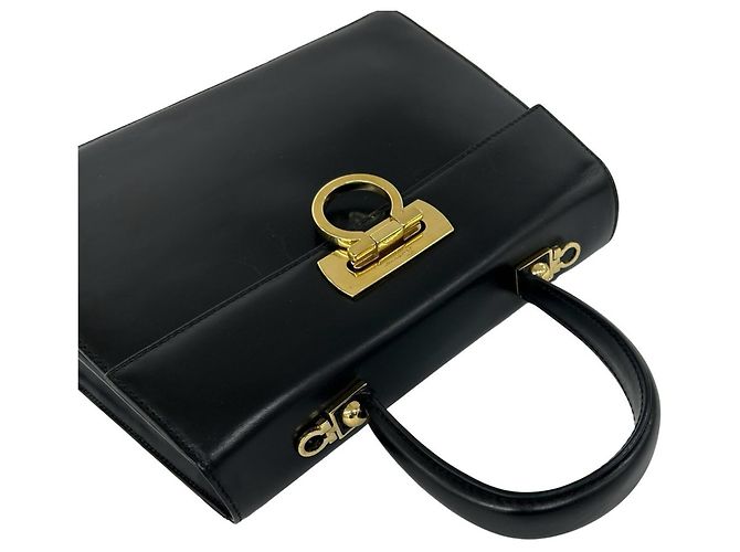 Salvatore Ferragamo Lederhandtasche mit Gancini-Hardware Schwarz - Ansicht 4