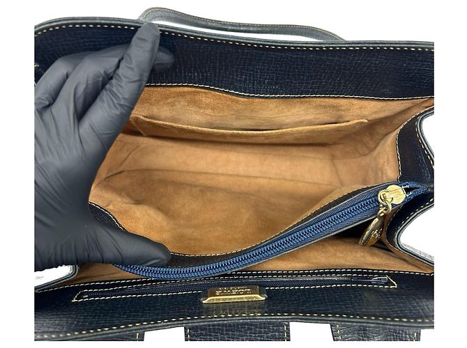 Borsa in pelle Loewe Vintage con logo Barcelona inciso Blu navy - vista 9