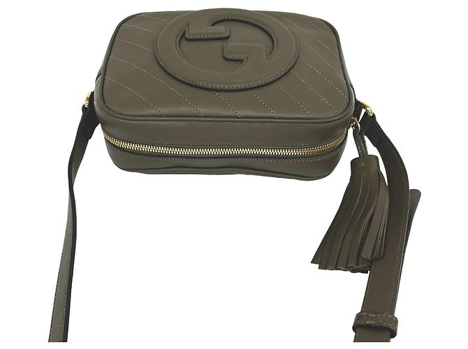 Borsa a tracolla e pochette in pelle GUCCI Blondie con G intrecciate e nappina Marrone - vista 4