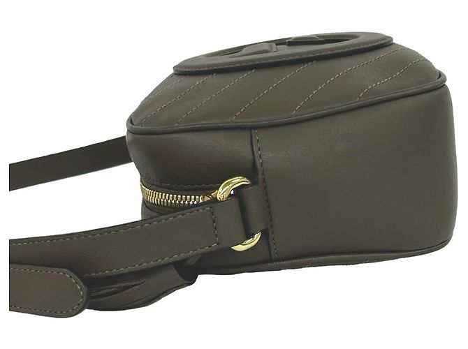 Borsa a tracolla e pochette in pelle GUCCI Blondie con G intrecciate e nappina Marrone - vista 5