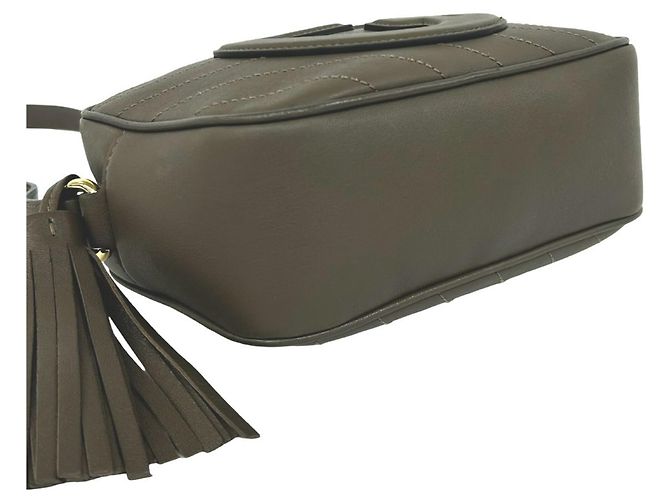 Borsa a tracolla e pochette in pelle GUCCI Blondie con G intrecciate e nappina Marrone - vista 7