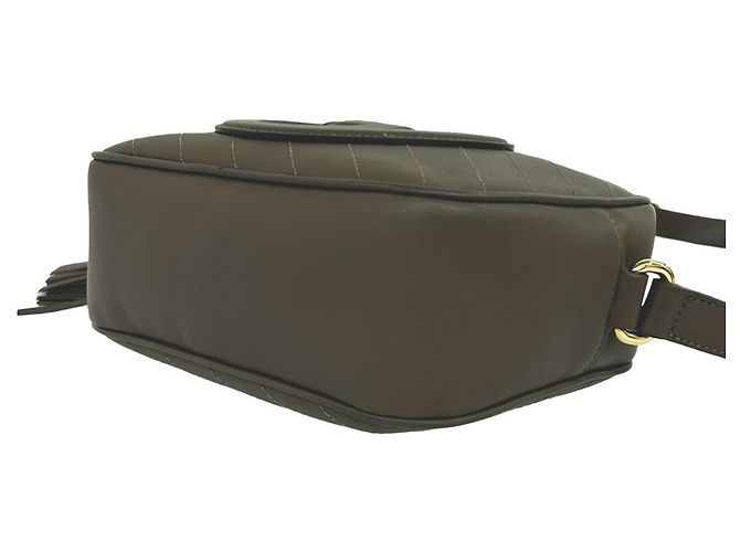 Borsa a tracolla e pochette in pelle GUCCI Blondie con G intrecciate e nappina Marrone - vista 8