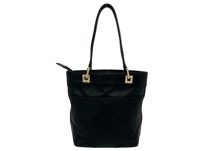 Gucci Guccissima Logo Hardware Leder Tote Bag Schwarz - vue 3