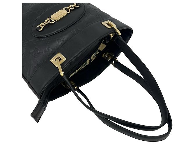 Gucci Guccissima Logo Hardware Leder Tote Bag Schwarz - vue 4