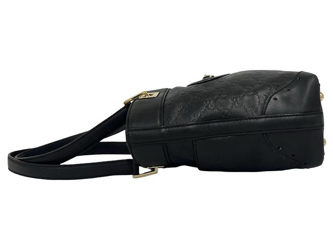 Gucci Guccissima Logo Hardware Leder Tote Bag Schwarz - vue 5