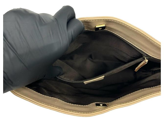 Borsa a tracolla Gucci in tela GG beige e pelle - vista 10
