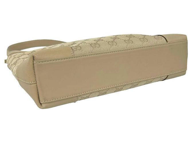 Borsa a tracolla Gucci in tela GG beige e pelle - vista 7