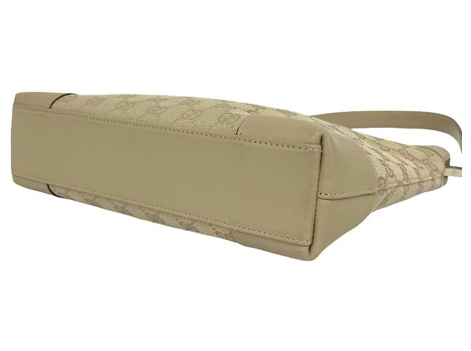 Borsa a tracolla Gucci in tela GG beige e pelle - vista 8