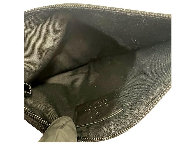 Borsa semi-spalla in pelle e tela GG Canvas Gucci con coulisse Nero - vista 10