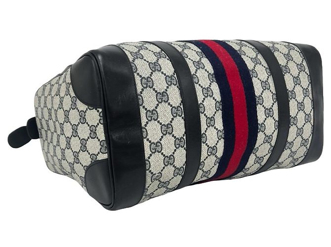Gucci Vintage Sherry Line GG Pattern Mini Boston Bag Rot Marineblau - Ansicht 7