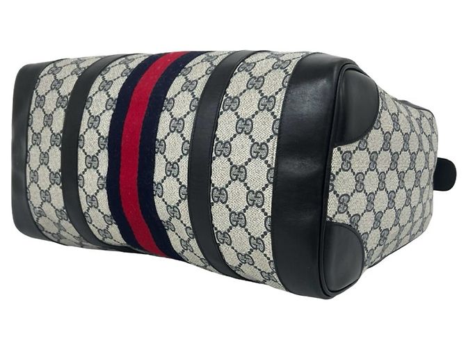 Gucci Vintage Sherry Line GG Pattern Mini Boston Bag Rot Marineblau - Ansicht 8