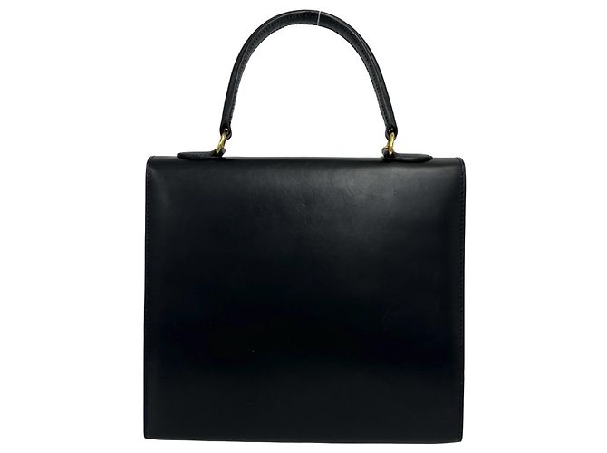 Céline Celine Vintage Logo Ring Hardware Calf Leather Handbag Black - view 3