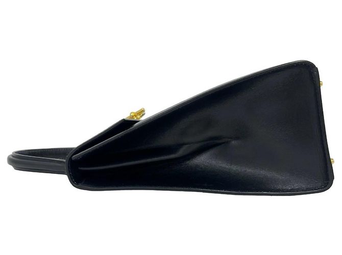 Céline Celine Vintage Logo Ring Hardware Calf Leather Handbag Black - view 5