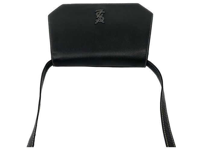 Borsa a tracolla in pelle Yves Saint Laurent YSL Cassandra Logo Stitch Nero - vista 4