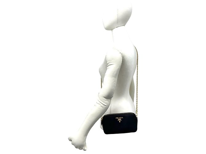 Mini borsa a tracolla Prada in pelle Saffiano Nero - vista 2
