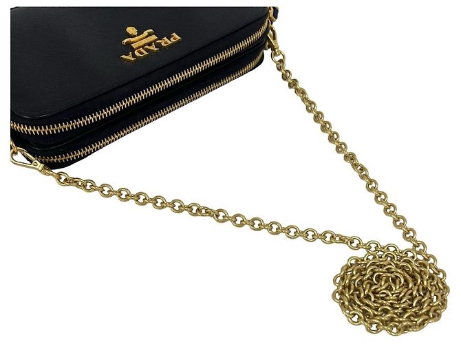 Mini borsa a tracolla Prada in pelle Saffiano Nero - vista 4