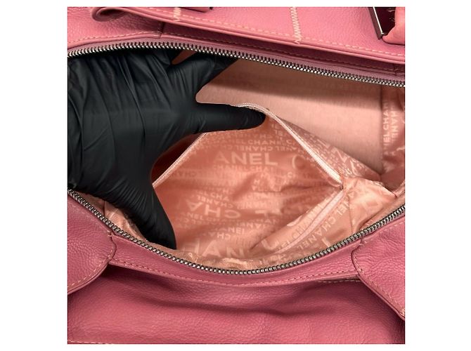 Borsa Mini Boston Chanel in vitello granulato rosa - vista 10