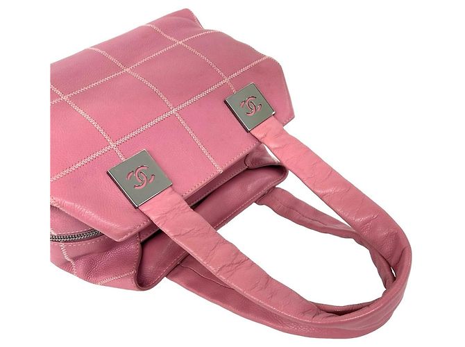 Borsa Mini Boston Chanel in vitello granulato rosa - vista 4