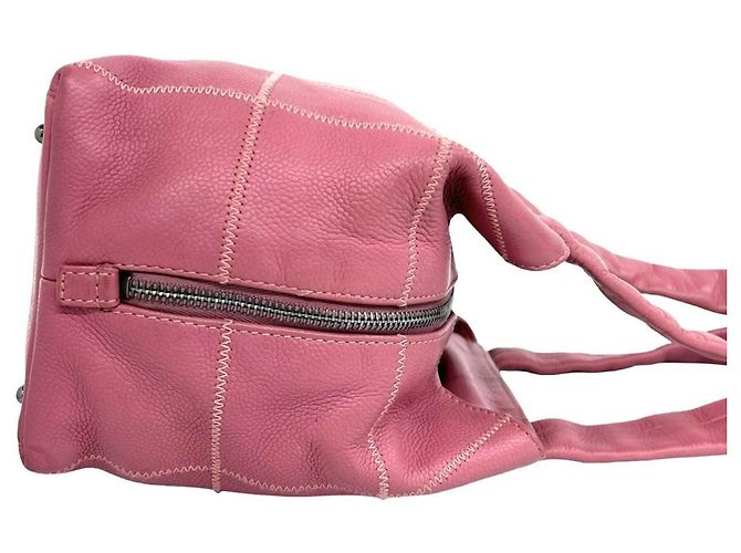Borsa Mini Boston Chanel in vitello granulato rosa - vista 6