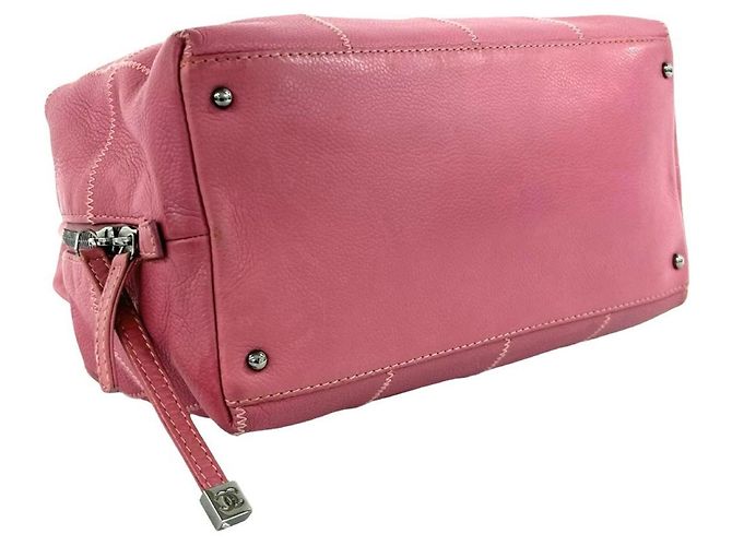 Borsa Mini Boston Chanel in vitello granulato rosa - vista 7