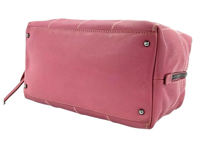 Borsa Mini Boston Chanel in vitello granulato rosa - vista 8