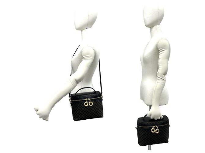 Céline CELINE Vintage Macadam Blazon Pattern Handtasche Braun Schwarz - Ansicht 2