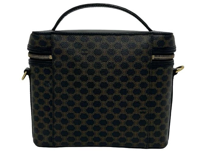 Céline CELINE Vintage Macadam Blazon Pattern Handtasche Braun Schwarz - Ansicht 3