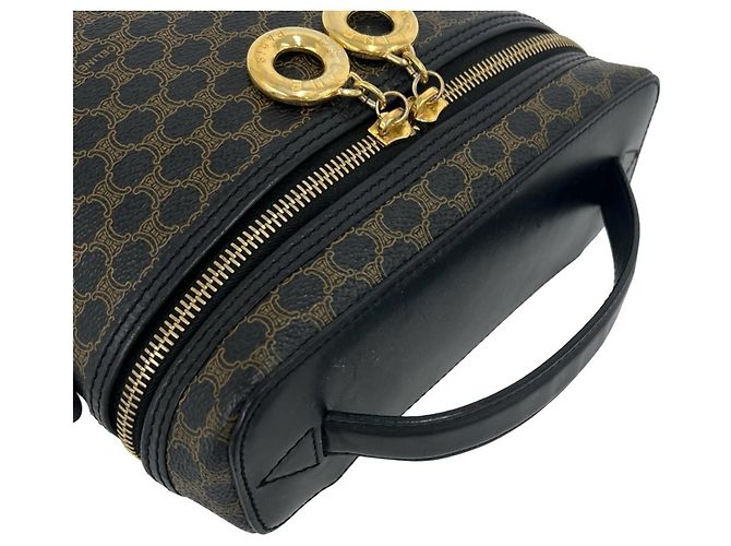 Céline CELINE Vintage Macadam Blazon Pattern Handtasche Braun Schwarz - Ansicht 4