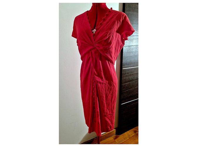 Paule Ka 'Geranium' rotes Kleid aus Triacetat und Polyester - Ansicht 10